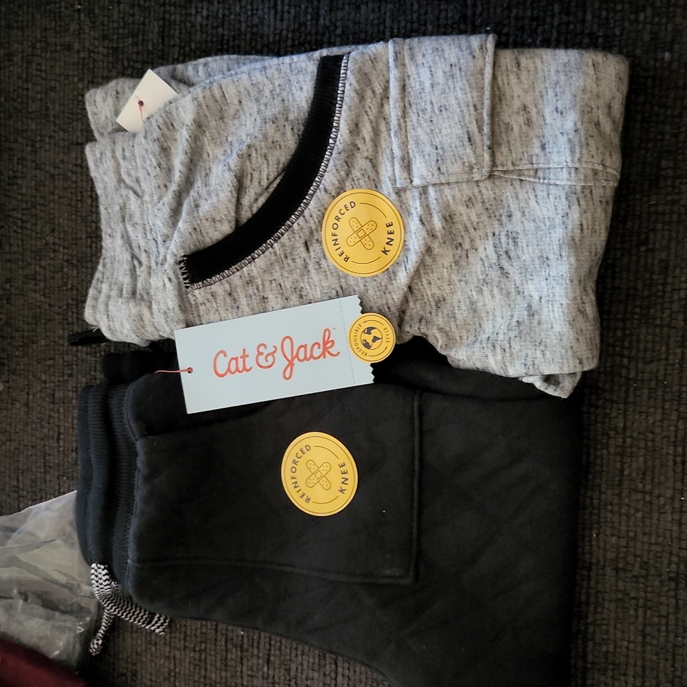 Black and gray sweatpants